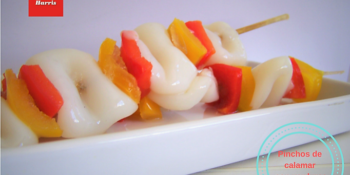 Pinchos de calamar con verduras