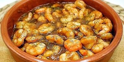 Gambas al estilo oriental.